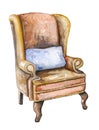 Watercolor armchair of Sherlock Holmes