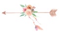 Watercolor Arrows Flowers Floral Painted Bouquet Feathers Berries Royalty Free Stock Photo
