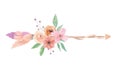 Watercolor Arrows Flowers Floral Berries Painted Bouquet Feathers Berries