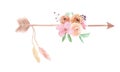 Watercolor Arrows Flowers Floral Painted Bouquet Feathers Berries