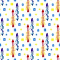 Watercolor arrows pattern. Ethnic seamless background. Textile design