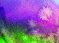 Watercolor art background abstract sky clouds blue violet colorful textured strokes Royalty Free Stock Photo