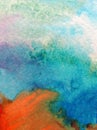 Watercolor art background creative fresh splash vibrant textured wet wash blurred overflow chaos fantasy sky clouds Royalty Free Stock Photo