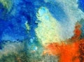 Watercolor art abstract background cloud sky sea coastnature texture wet wash blurred fantasy Royalty Free Stock Photo