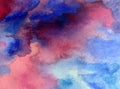 Watercolor art abstract background fresh beautiful sky morning sunrise sea wave nature textured wet wash blurred fantasy Royalty Free Stock Photo