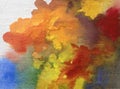 Watercolor art background abstract landscape autumn colorful textured Royalty Free Stock Photo