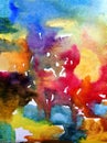 Watercolor art abstract background sea ocean underwater world coral reef beautiful colorful Royalty Free Stock Photo