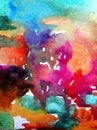 Watercolor art abstract background sea ocean underwater world coral reef beautiful colorful Royalty Free Stock Photo