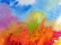 Watercolor art abstract background sky autumn landscape clouds day forest texture wet wash blurred fantasy Royalty Free Stock Photo