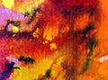 Watercolor art background abstract autumn colorful textured red orange strokes