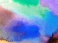 Watercolor art background abstract beautiful blue pink violet sky clouds rainbow shine colorful textured Royalty Free Stock Photo