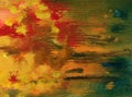 Watercolor art background abstract colorful textured wet wash blurred warm autumn red yellow