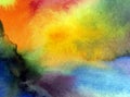 Watercolor art background abstract colorful yellow blurred sky sunset Royalty Free Stock Photo