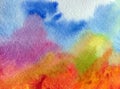 Watercolor art background abstract creative autumn colorful textured wet wash blurred Royalty Free Stock Photo