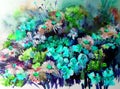 Watercolor art background abstract floral wild flowers meadow colorful textured wet wash blurred fantasy Royalty Free Stock Photo