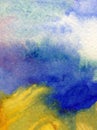 Watercolor art background abstract landscape autumn colorful textured wet wash blurred Royalty Free Stock Photo