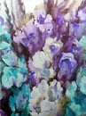 Watercolor art background abstract pattern floral flowers gladiolus garden wedding textured wet wash blurred fantasy Royalty Free Stock Photo