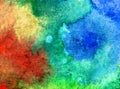 Watercolor art background abstract sea coast blue brown green overflow colorful textured wet wash blurred Royalty Free Stock Photo