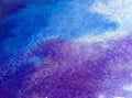 Watercolor art background abstract sea sky cloud day water blue violet textured wet wash blurred fantasy Royalty Free Stock Photo