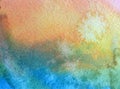 Watercolor art background abstract sky clouds blue violet colorful textured strokes Royalty Free Stock Photo