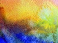 Watercolor art background abstract sky clouds blue violet colorful textured strokes Royalty Free Stock Photo