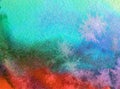 Watercolor art background abstract sky clouds blue violet colorful textured strokes Royalty Free Stock Photo