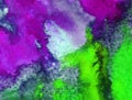 Watercolor art background abstract splash green violet blue violet colorful textured wet wash blurred Royalty Free Stock Photo