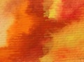 Watercolor art background abstract strokes desert red yellow warm material textured wet wash blurred fantasy Royalty Free Stock Photo