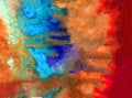 Watercolor art background abstract underwater red coral reef blue yellow colorful textured wet wash blurred sea ocean Royalty Free Stock Photo