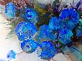 Watercolor art background blue flower bouquet creative