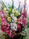 Watercolor art background colorful flower bouquet Royalty Free Stock Photo