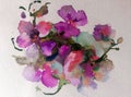 Watercolor art background colorful flower orchid violet pink romantic Royalty Free Stock Photo