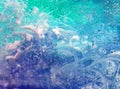 Watercolor art background snow winter ice pattern creative fresh textured wet wash blurred overflow chaos fantasy Royalty Free Stock Photo