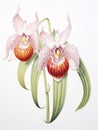 Watercolor Art of Bulbophyllum Phalaenopsis on White Backdrop AI Generated