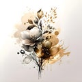 Watercolor art of gold flowers