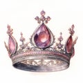 Watercolor Jewelry Art: Crown With Diamond Drawing Royalty Free Stock Photo