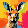 Colorful Kangaroo Painting In Pop Art Style