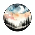 Watercolor Art : Landscape Creative Expression with Shapes and Colors. Watercolor style illustration AI