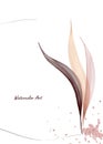 Watercolor art with natural gentle leaves and pink gold drops Royalty Free Stock Photo