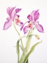 Watercolor Art of the Peristeria Elata on a White Backdrop AI Generated Royalty Free Stock Photo