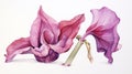 Watercolor Art of Peristeria Elata on White Backdrop AI Generated Royalty Free Stock Photo