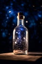 Watercolor art portrays a galaxy in a bottle, a miniature universe under the night's enchanting sky Royalty Free Stock Photo