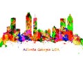 Watercolor art print of the skyline of Atlanta Georgia USA Royalty Free Stock Photo