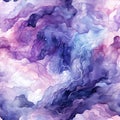 Watercolor art of purple, grey, and blue clouds with stars in a dreamlike style (tiled)