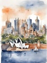 Watercolor art of Sydney city