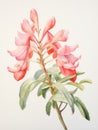 Watercolor Art of Telopea Speciosissima on White Backdrop AI Generated