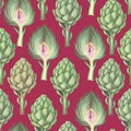 Watercolor artichoke seamless pattern Royalty Free Stock Photo