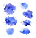 Watercolor artistic abstract paint drops collection isolated on white background. Royalty Free Stock Photo