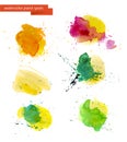 Watercolor artistic abstract paint drops collection isolated on white background.