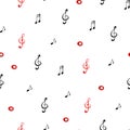 Watercolor artistic music background - seamless pattern with notes